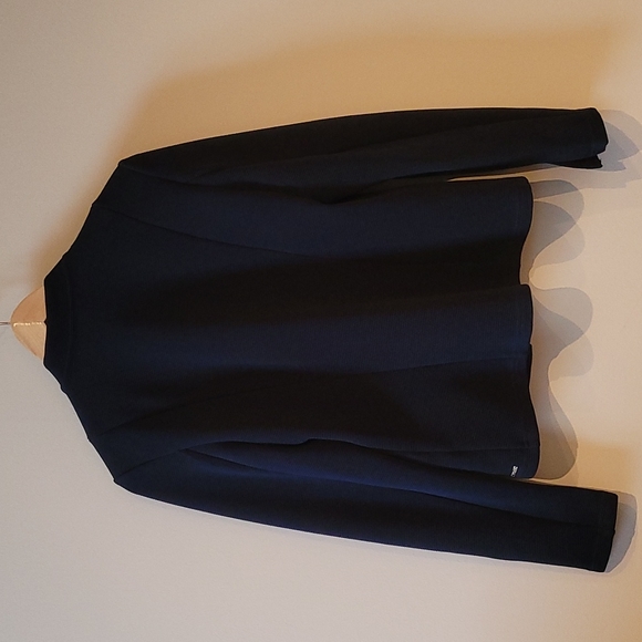 Navy Blue Ribbed Blazer with Gold Trim - Picture 2 of 9